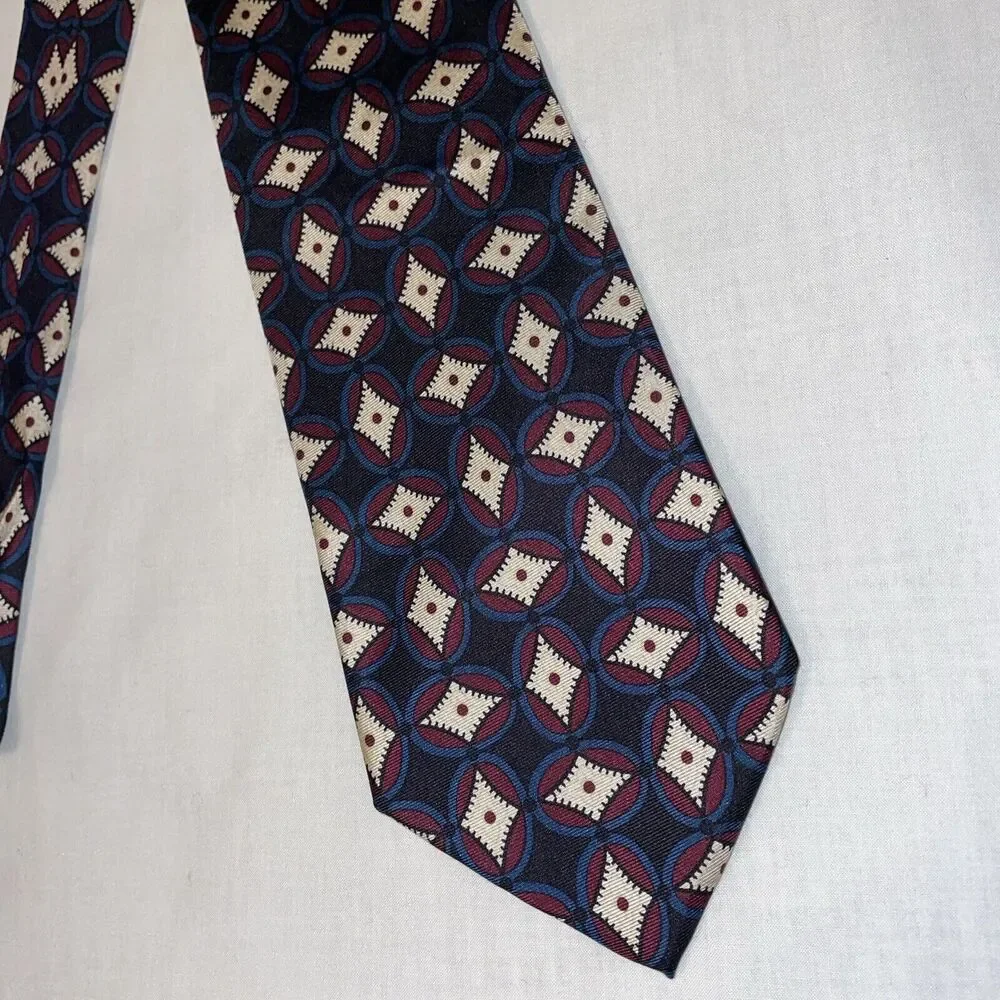 Brooks Brothers BFS Men’s Dress Tie Sz 57” Black Geometric Silk Business Formal